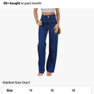 Sidefeel Women's Jeans High Waisted Stretchy, Wide Leg, Size 18, Navy Blue